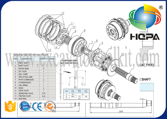 HD900-5 HD900-7 E330 E330B के लिए स्विंग मोटर मरम्मत किट HZZC-M2X170CHB