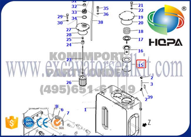 207-60-71182 हाइड्रोलिक तेल फिल्टर हाइड्रोलिक टैंक Komatsu PC228US-3E0 में लगे